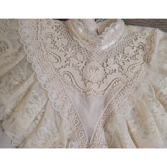 Gunne Sax Jessica’s Gunnies 1970s Vintage Victorian Style Ruffles & Lace Blouse - Picture 7 of 11